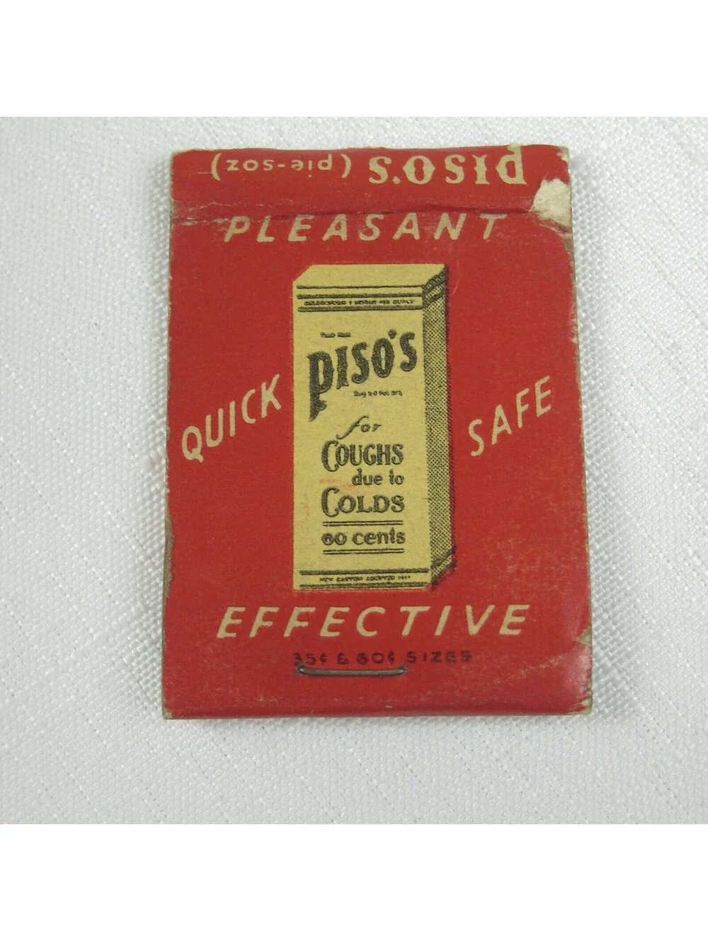 4 Vintage Matchbook Covers F&F Cough, Piso's Cough, Alka-Seltzer, Zymole Trokeys